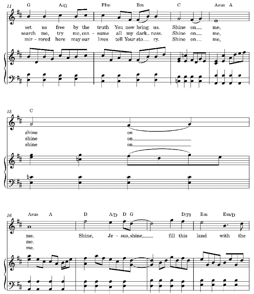 Shine Jesus Shine piano sheet music with chords part two