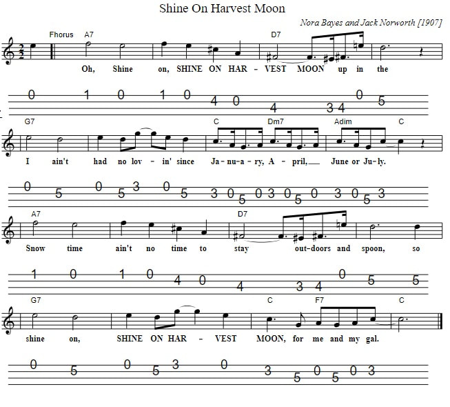 Shine on Harvest moon sheet music in C Major