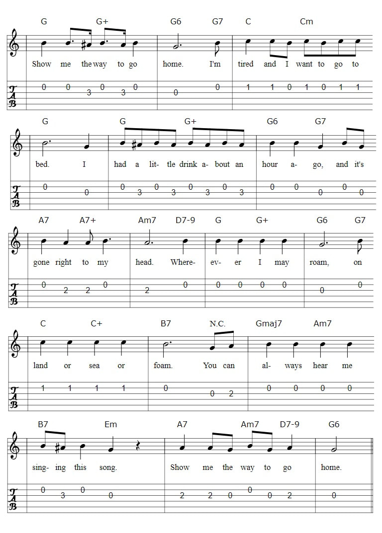 Show me the way to go home guitar tab