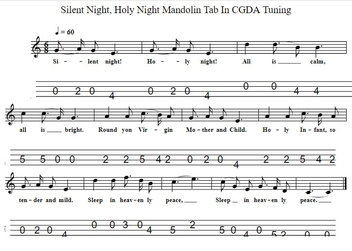 Silent night mandolin tab with lyrics
