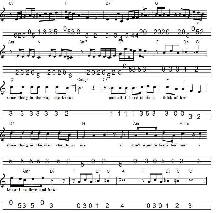 Something Mandolin Tab By The Beatles verse two