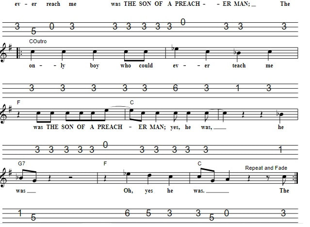 Son Of A Preacher Man Sheet Music And Mandolin Tab part three