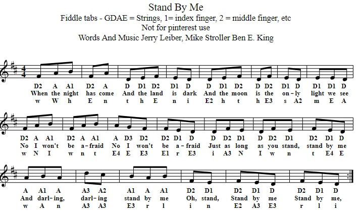 stand by me fiddle beginner tab