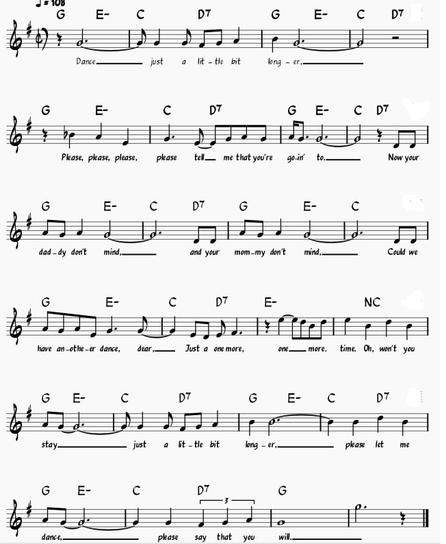 Stay Just A Little Bit Longer Sheet Music with chords