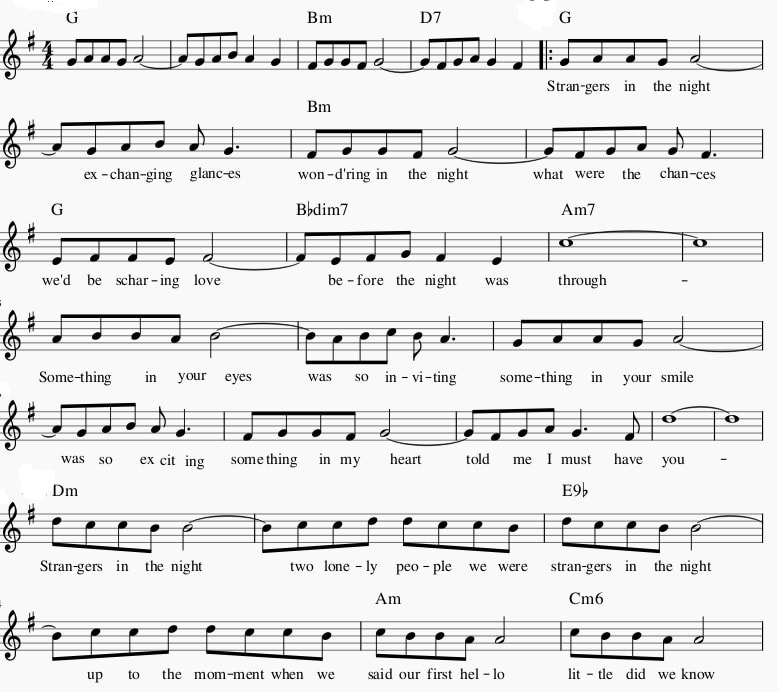 Strangers in the night free sheet music in G Major