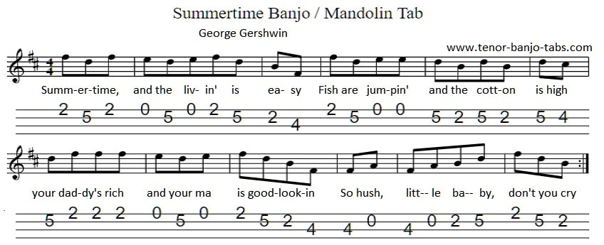 summertime mandolin / banjo tab