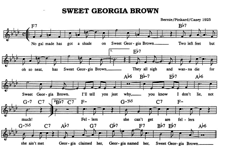 Sweet Georgia Brown Piano Sheet Music With Chords