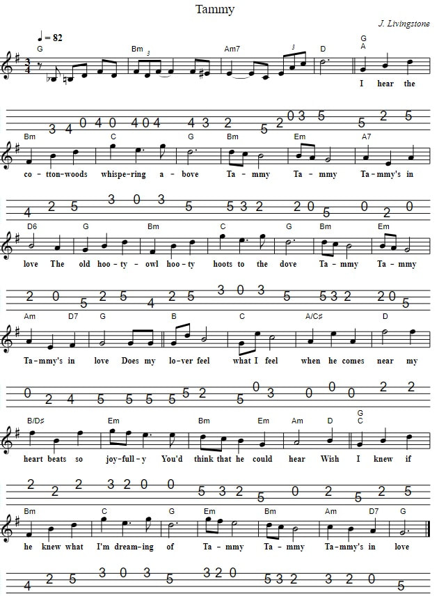 Tammy's In Love Sheet Music And Mandolin Tab