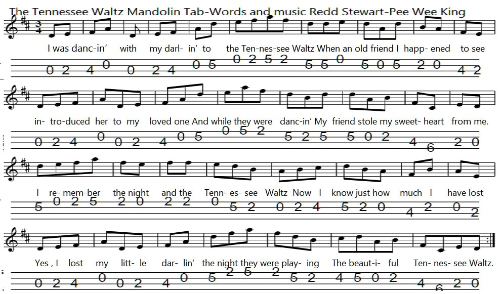 Tennessee Waltz Banjo And Mandolin Tab