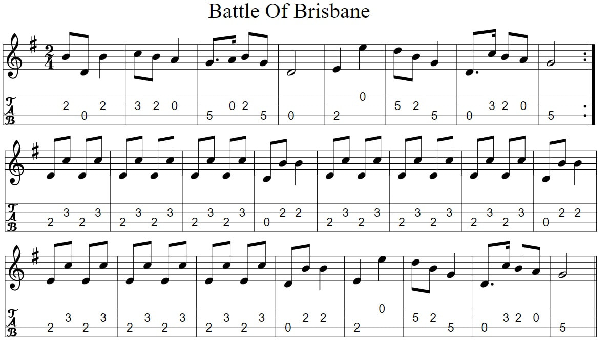 The battle of Brisbane sheet music and banjo / mandolin tab by The Pogues