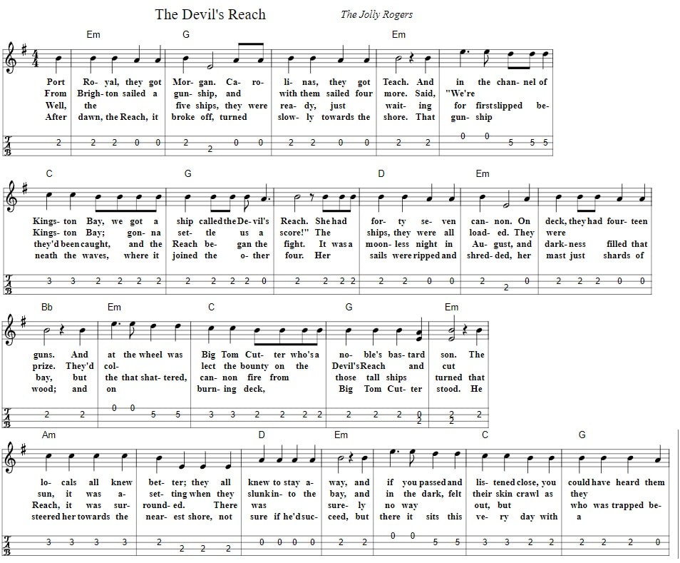 The Devil's Reach Sheet Music And Mandolin Tab