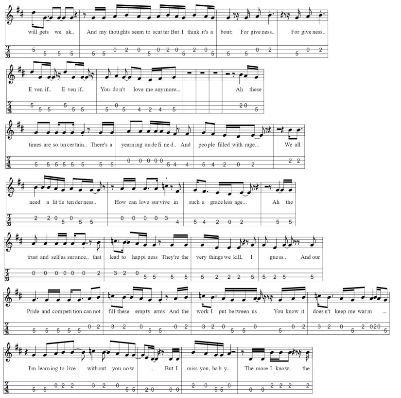 The Heart Of The Matter Sheet Music And Mandolin Tab part two