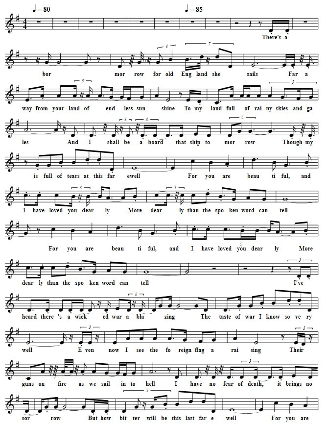 The last farewell sheet music by Kenny Rogers