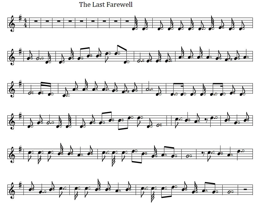 The last farewell sheet music in G Major