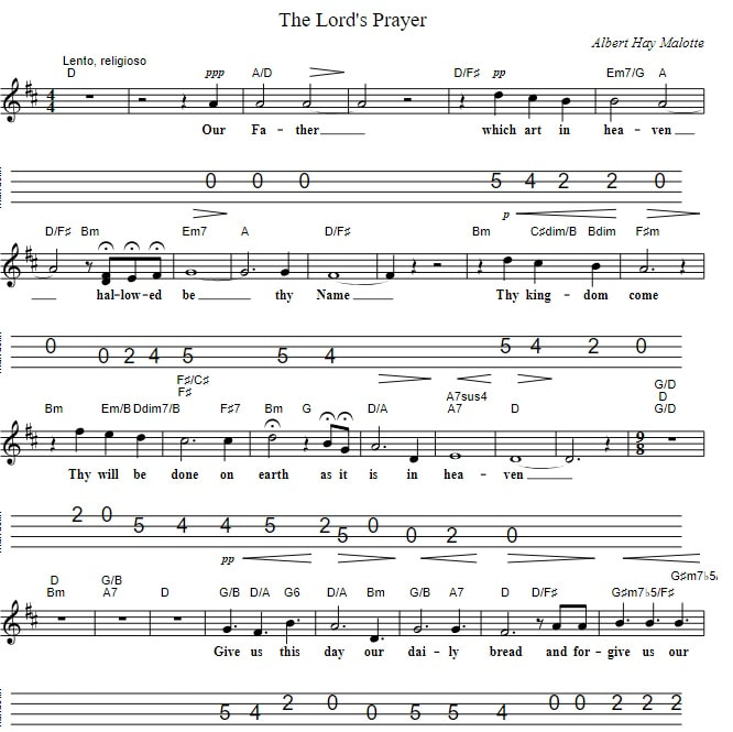 The Lord's Prayer Mandolin Sheet Music Tab