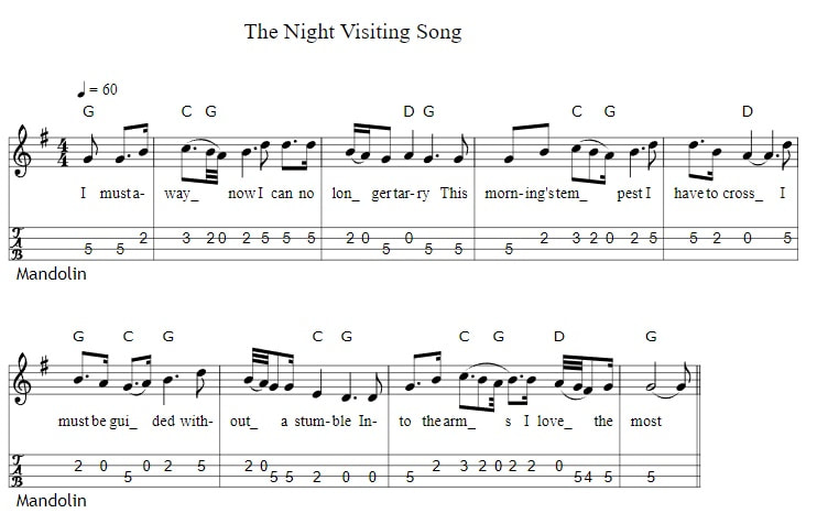 The Night Visiting Song Mandolin Tab With Chords