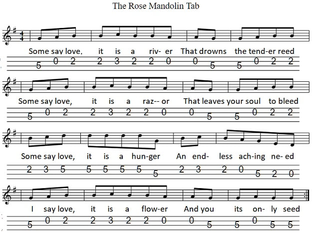The rose mandolin tab by Bette Midler