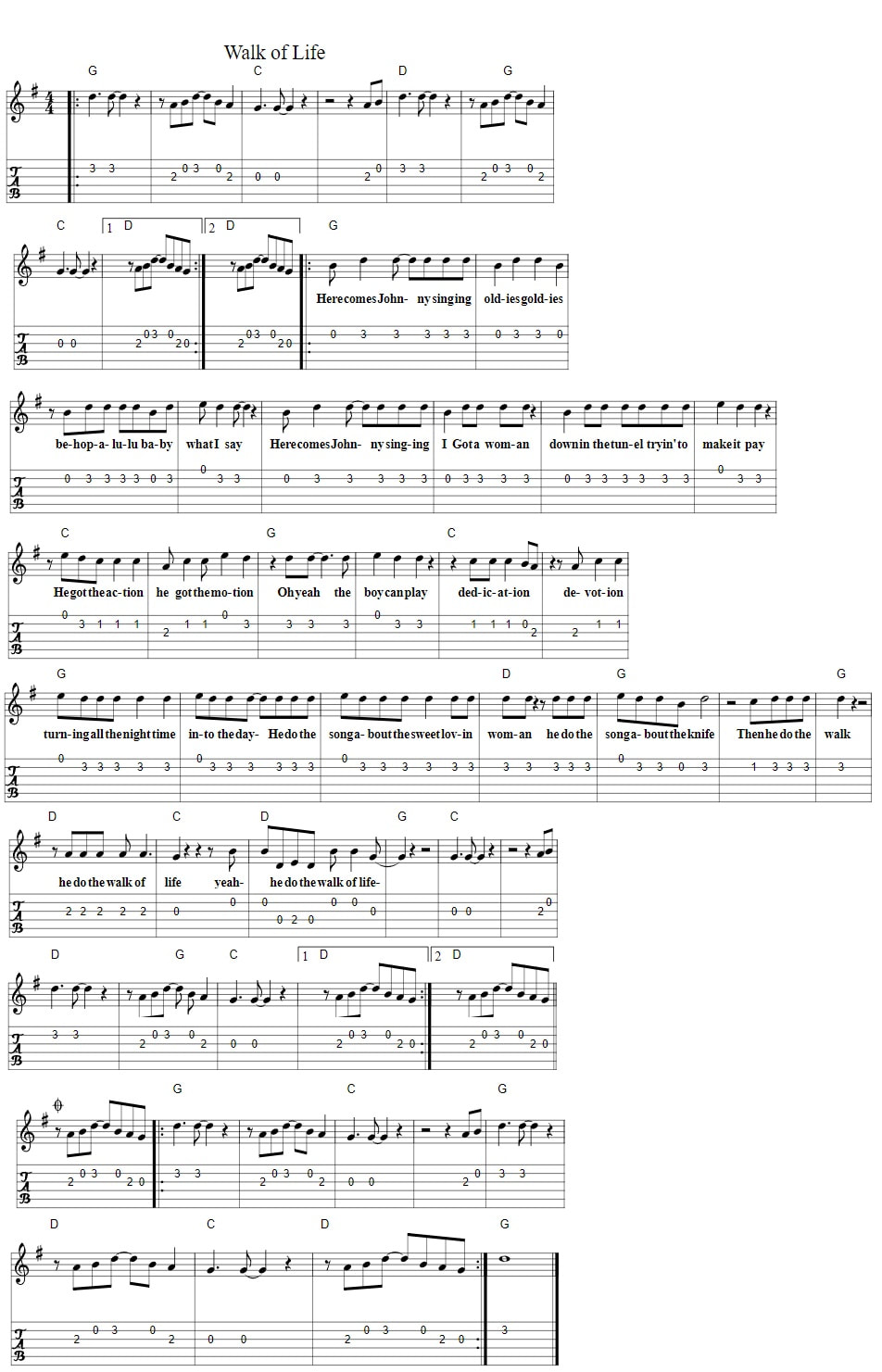 The Walk Of Life Guitar Tab By Dire Straits