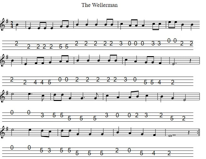 The Wellerman tab in G Major
