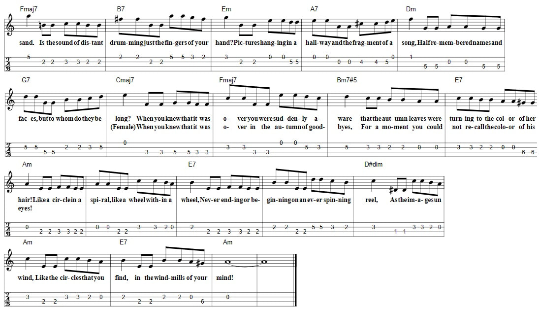 The Windmills Of Your Mind Mandolin Tab With Chords part two