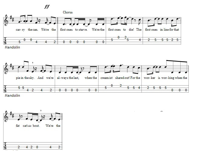 The Workers Song Mandolin Sheet Music By The Longest Johns part three