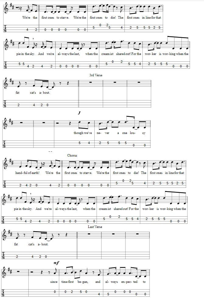 The Workers Song Mandolin Sheet Music By The Longest Johns part two