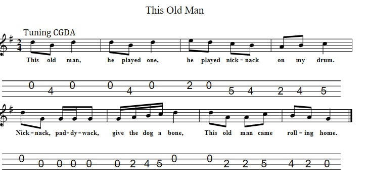 This old man mandolin tab in CGDA