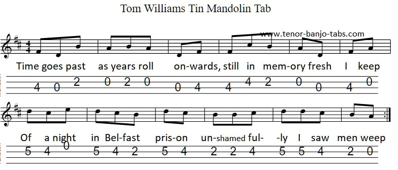 Tom Williams banjo tab by The Irish Brigade