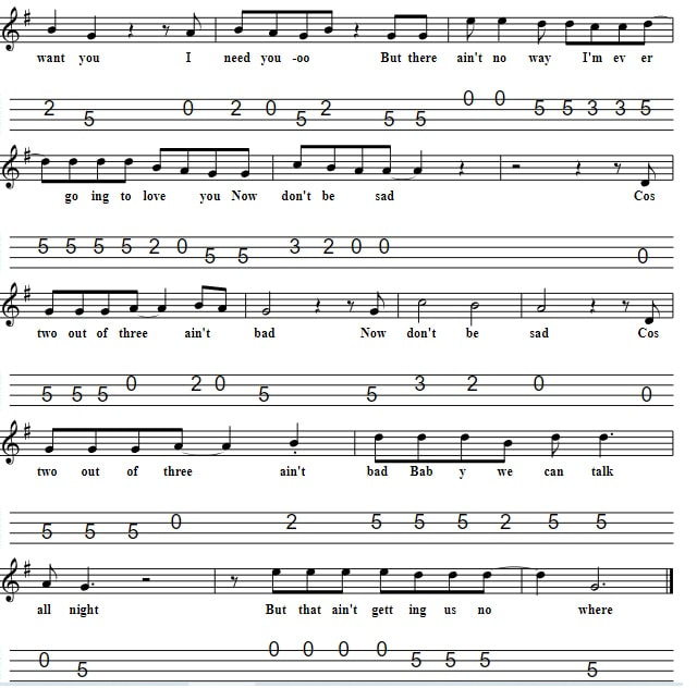 Two Out Of Three Aint Bad Mandolin Tab By Meatloaf