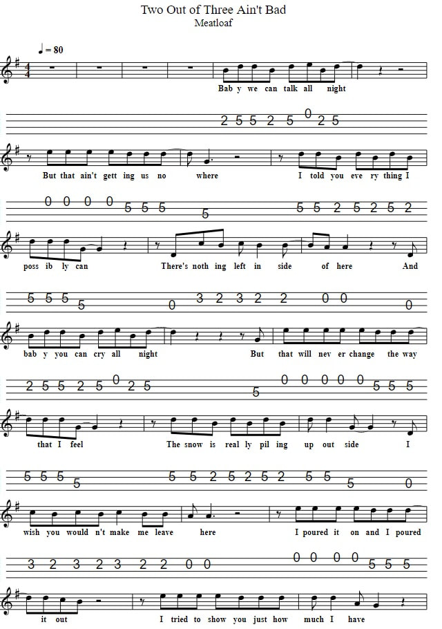 Two Out Of Three Aint Bad Sheet Music By Meatloaf