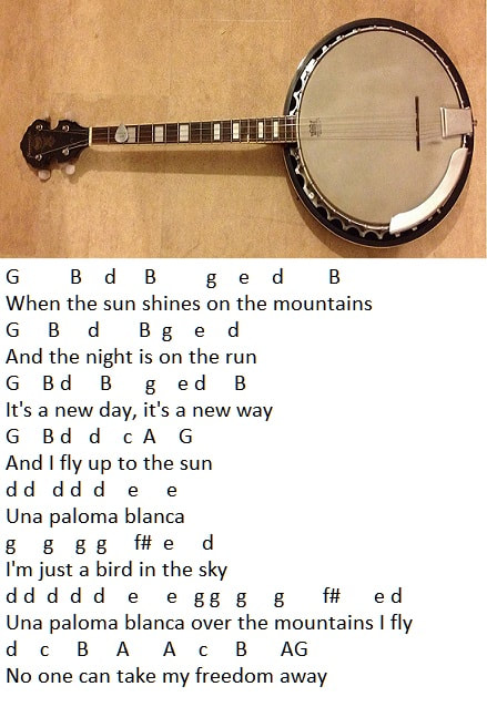 Una paloma blanca Banjo And Mandolin letter notes