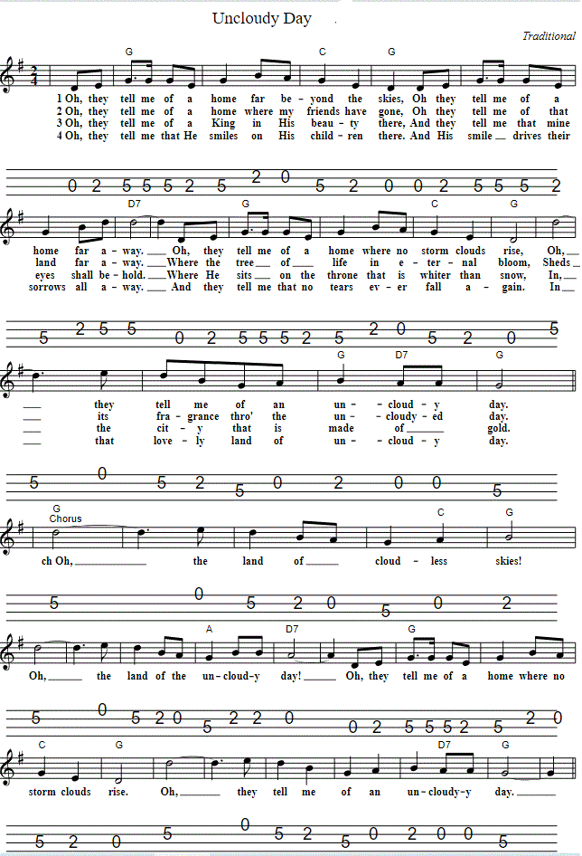 Uncloudy Day Mandolin Sheet Music And Chords