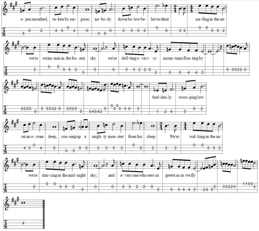 Walking In The Air Mandolin Tab part two