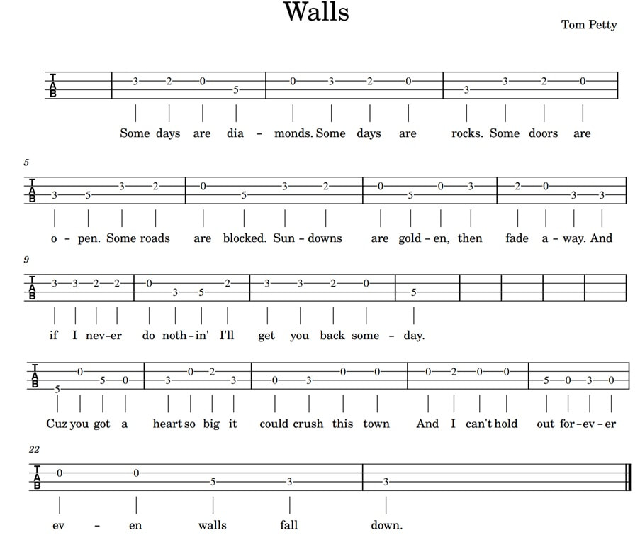 Walls mandolin tab by Tom Petty