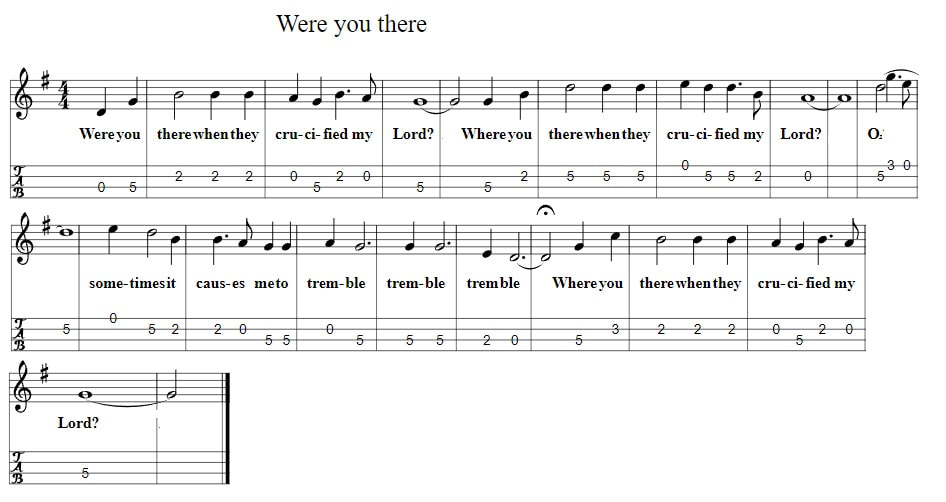 Were you there when they crucified my Lord Sheet Music And Mandolin Tab