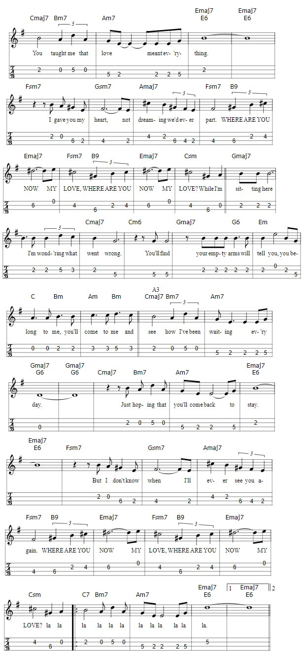 Where Are You Now Mandolin Tab With Chords By Jackie Trent