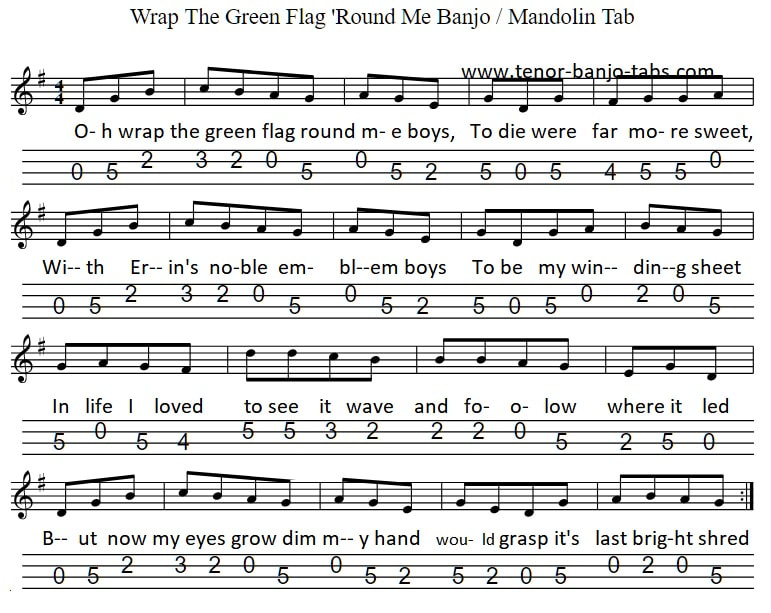Wrap the Green flag round me mandolin banjo tab