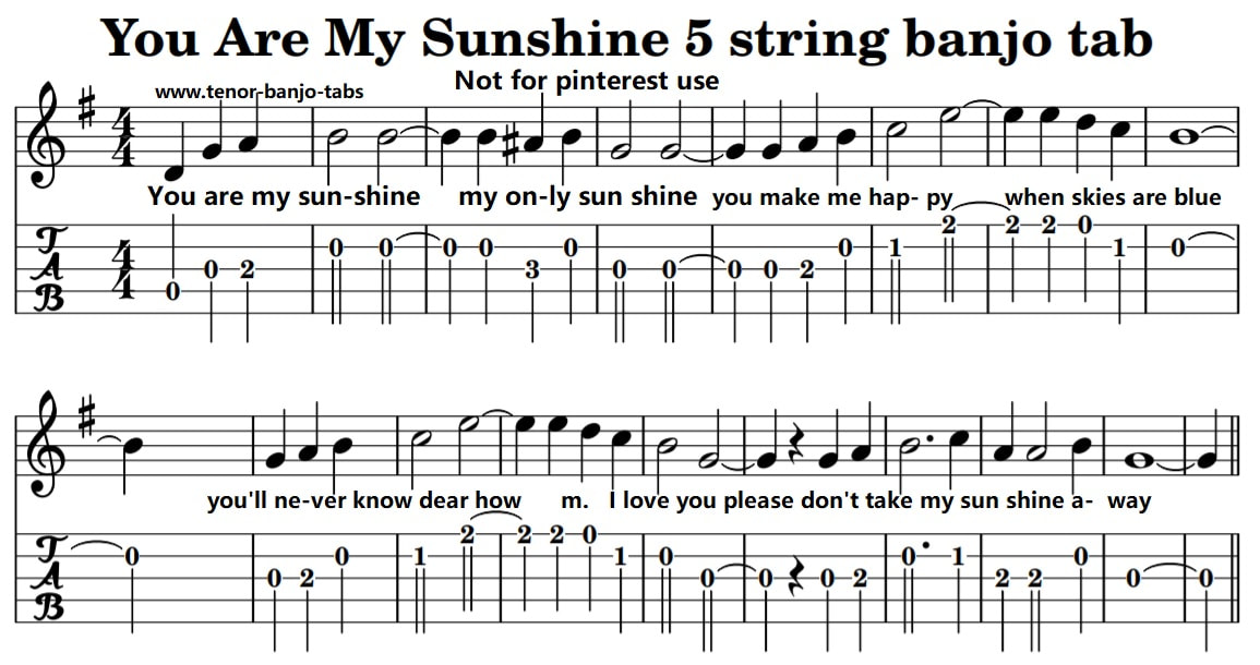 You are my sunshine 5 string banjo tab