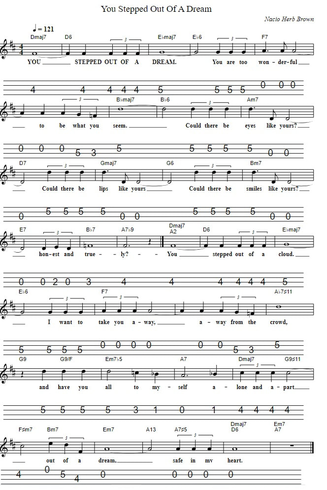 You Stepped Out Of A Dream Sheet Music Mandolin Tab