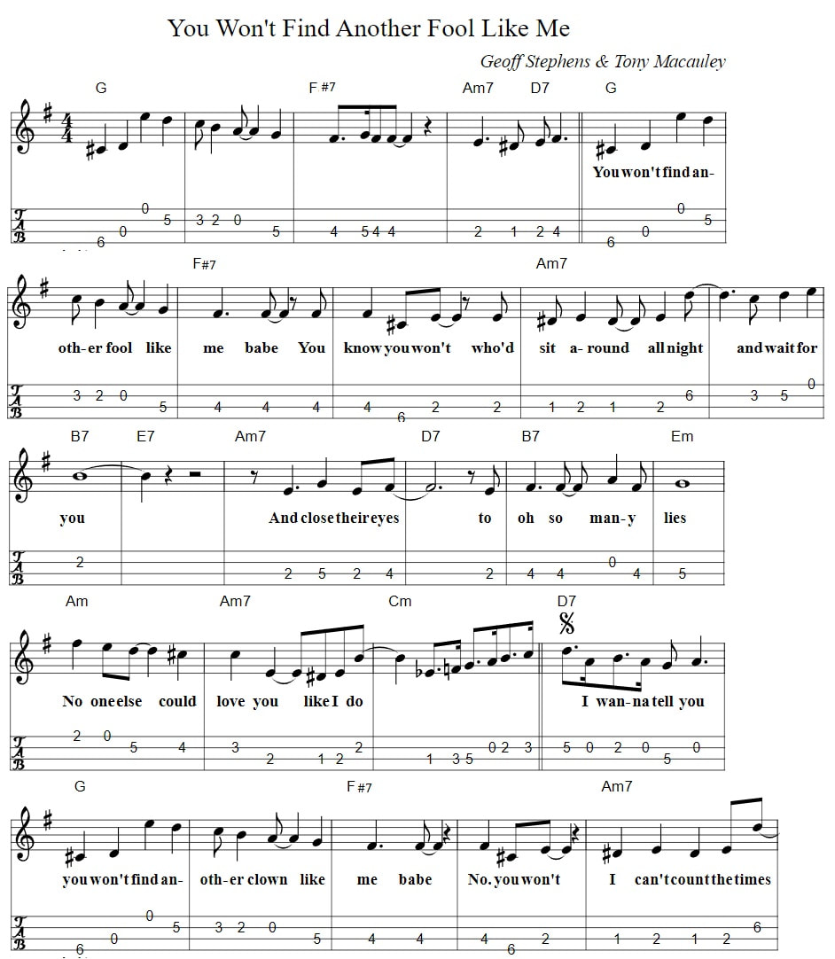You won't find another fool like me sheet music