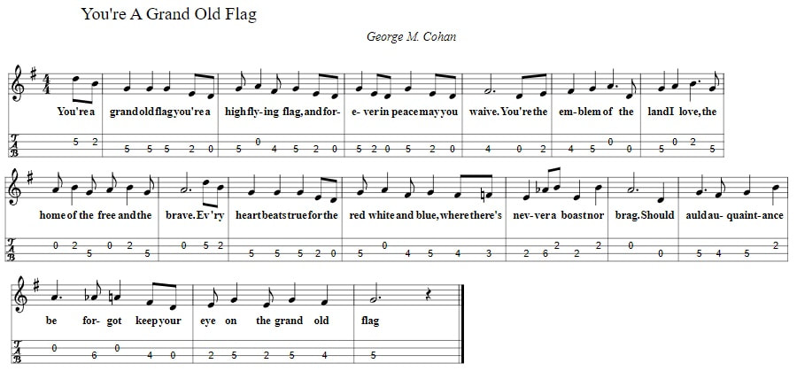 Your A Grand Old Flag Mandolin Tab